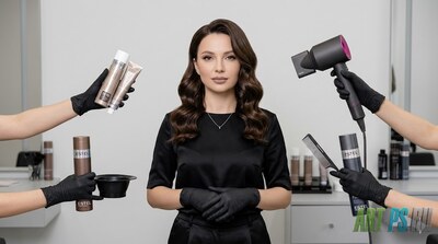 Бьюти-портрет топ-стилиста в интерьере минималистичного салона красоты