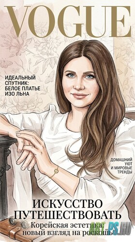 Промт для ИИ: Акварельный скетч Vogue (Корейский фэшн-стиль)