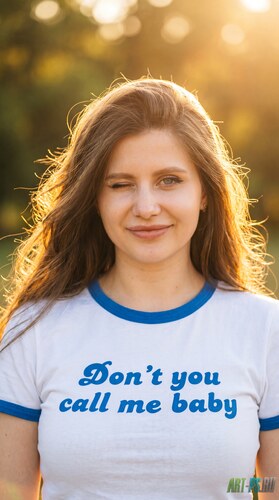 Ретро-портрет в стиле Y2K на iPhone: подмигивающая девушка в винтажной футболке