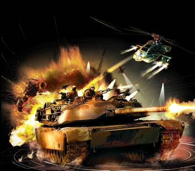 Рендер на тему Игра Battlefield Война Танк Вертолет Взрыв
